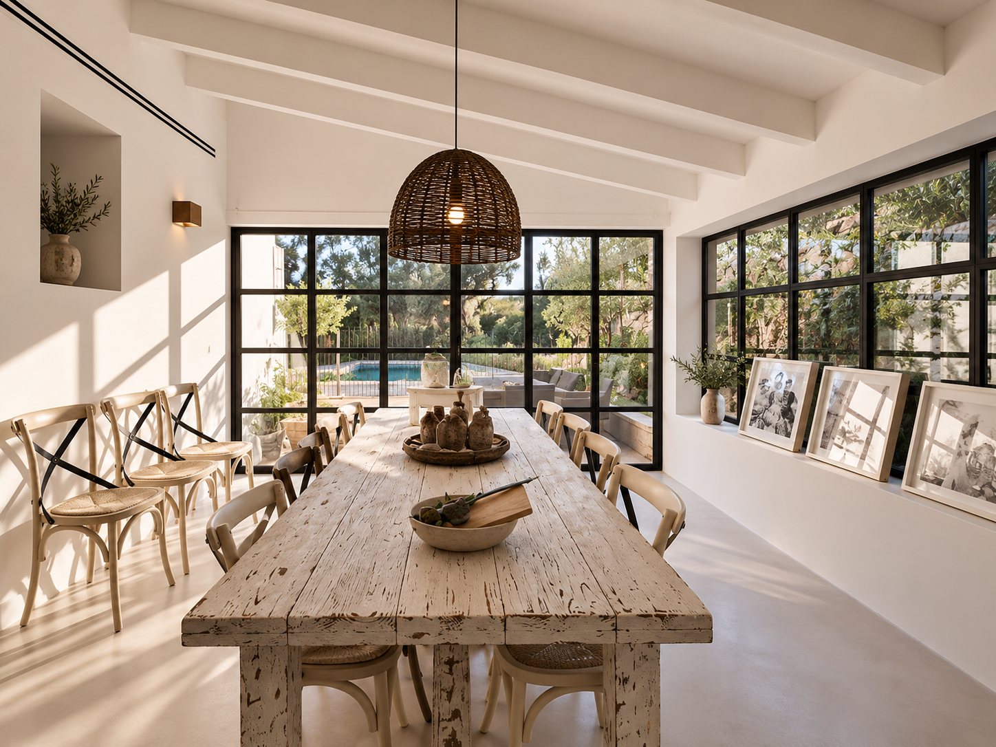 Comedor con vistas a la piscina, vivienda en Puigpunyent