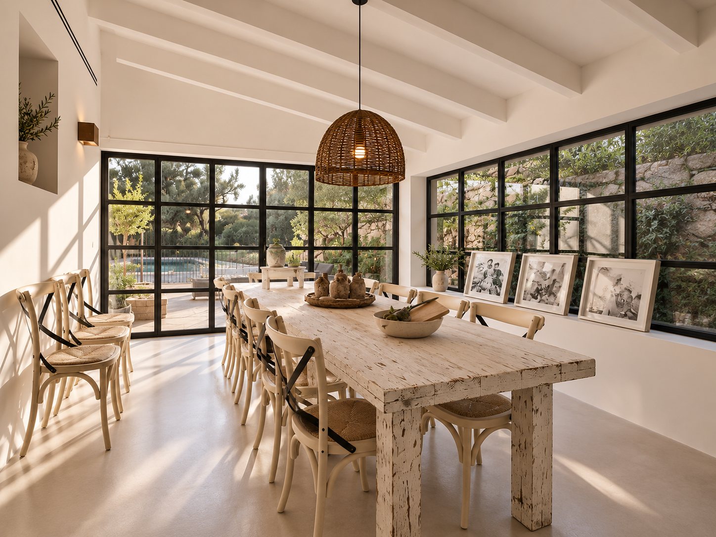Galería acristalada del comedor, vivienda en Puigpunyent